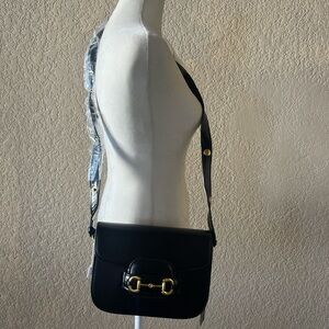 Black Crossbody Bag with Gold-Toned Clasp